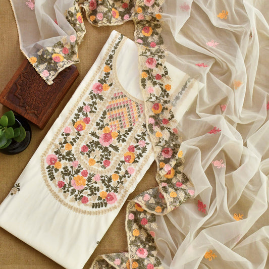 Muslin Embroidered  Unstitched suit