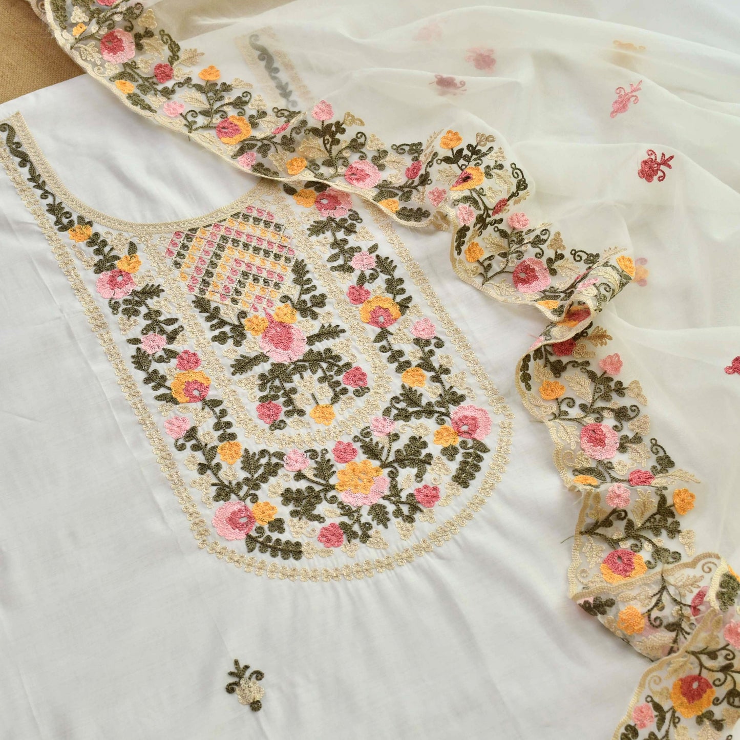 Muslin Embroidered  Unstitched suit