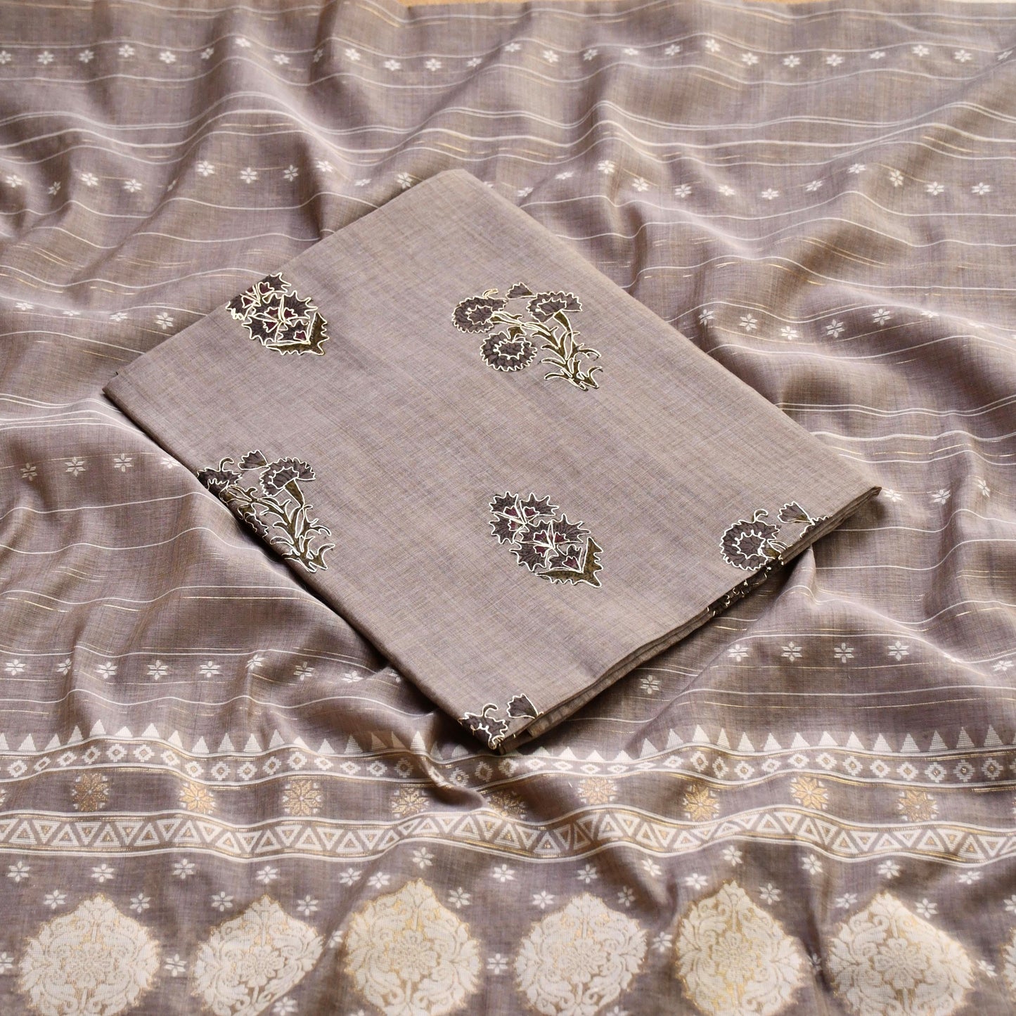 Chanderi Silk Unstitched Suit