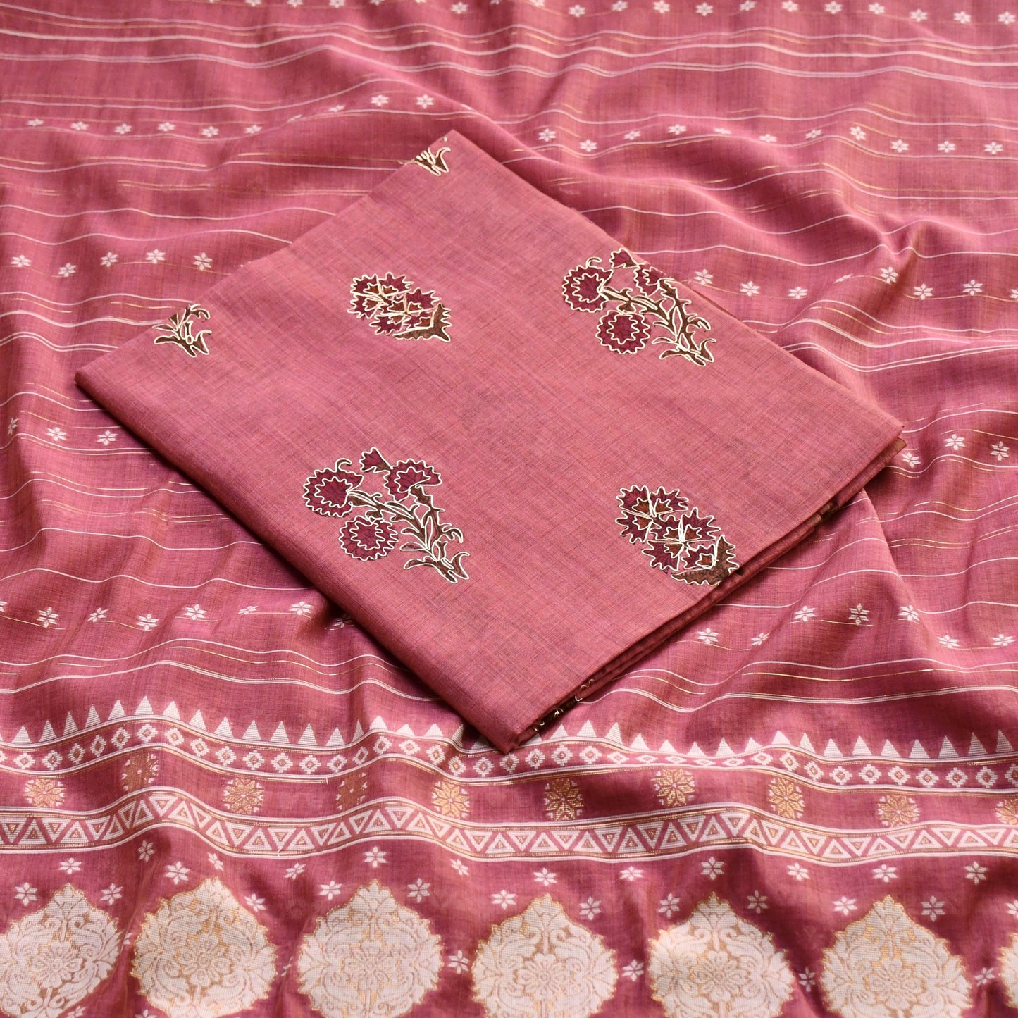 Chanderi Silk Unstitched Suit