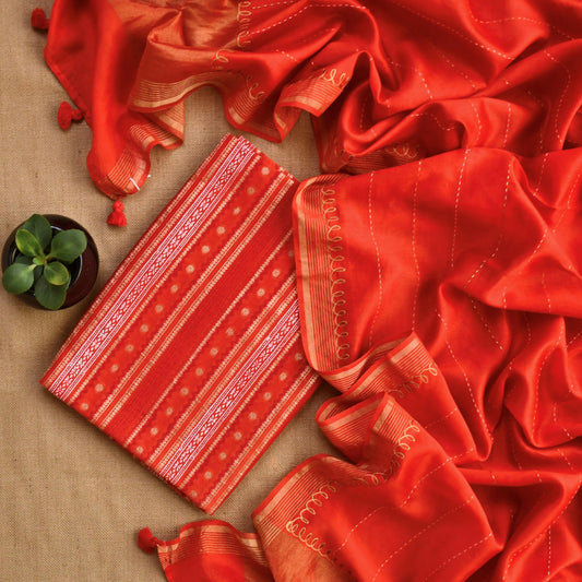 Pure Banarasi Silk Unstitched Suit